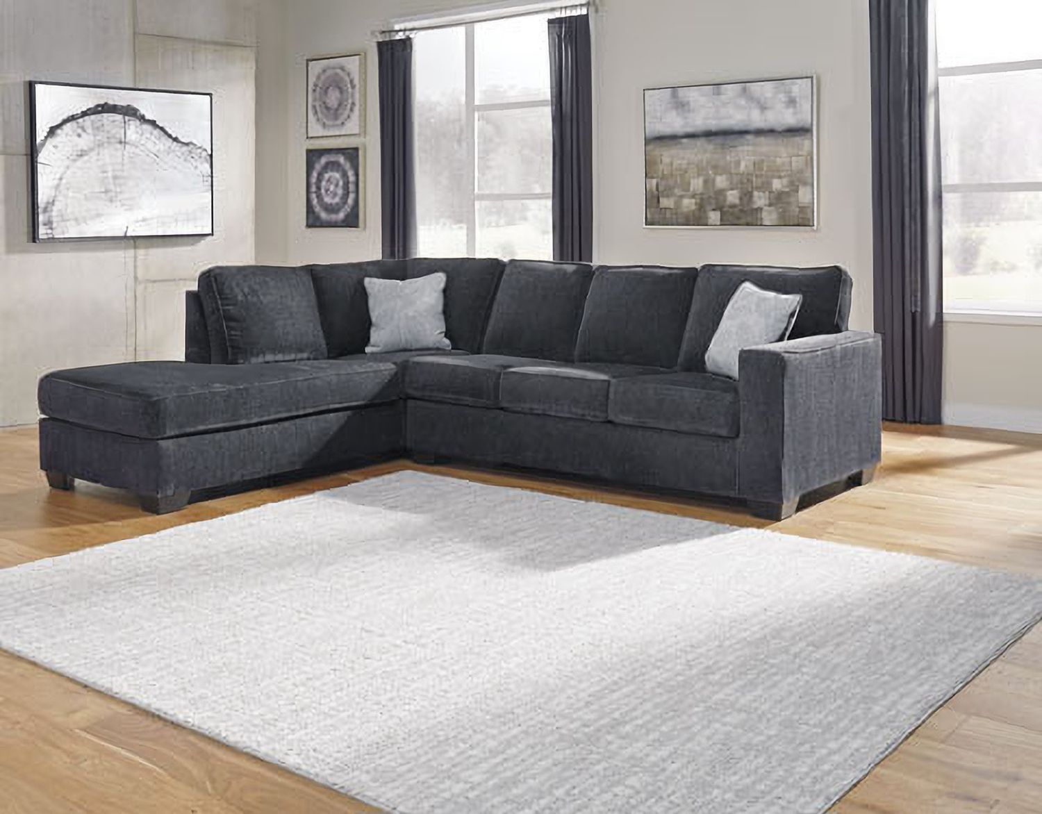 Altari 2-Piece LAF Sectional and Ottoman In Slate 87213U9