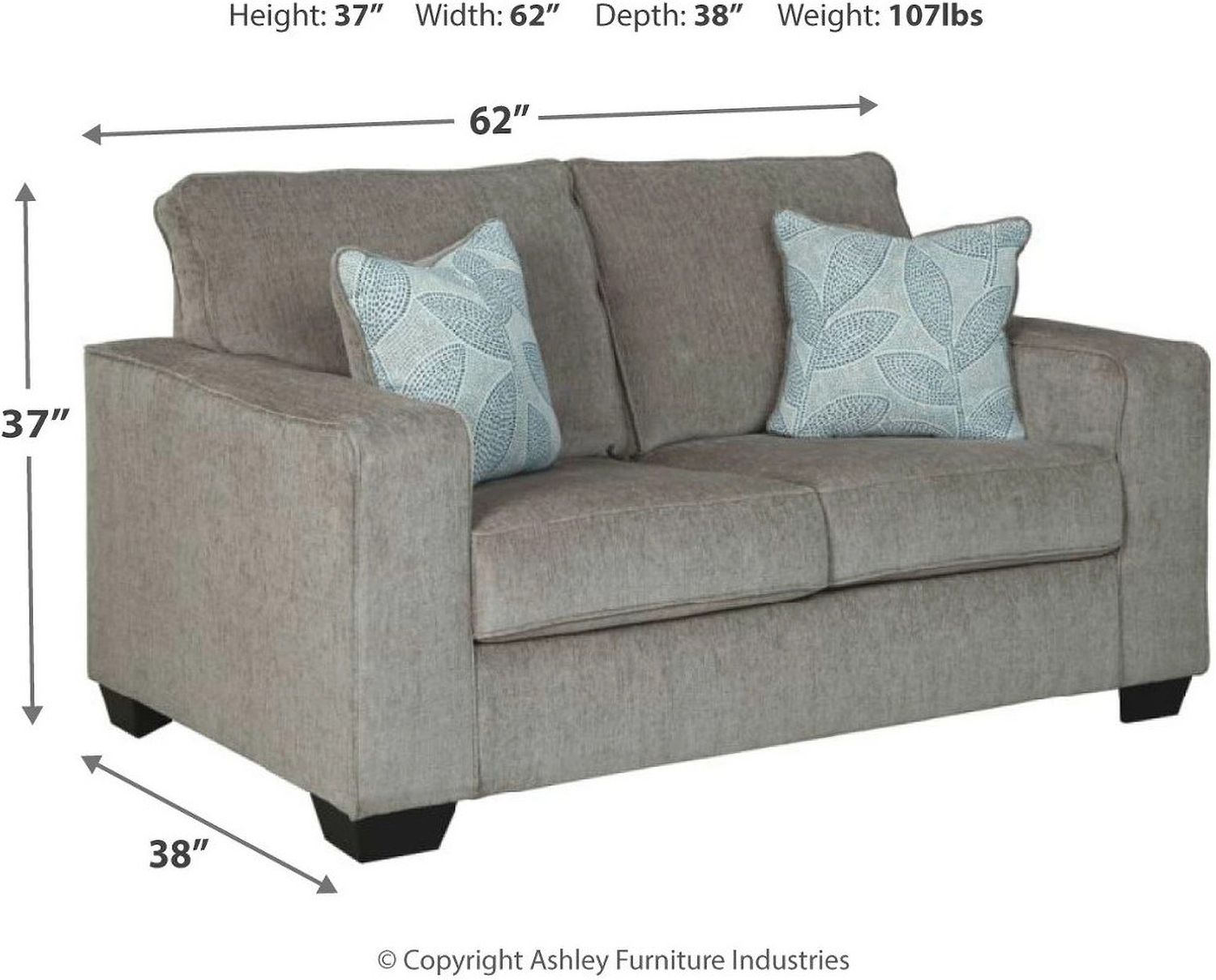 Altari Loveseat In Alloy 8721435