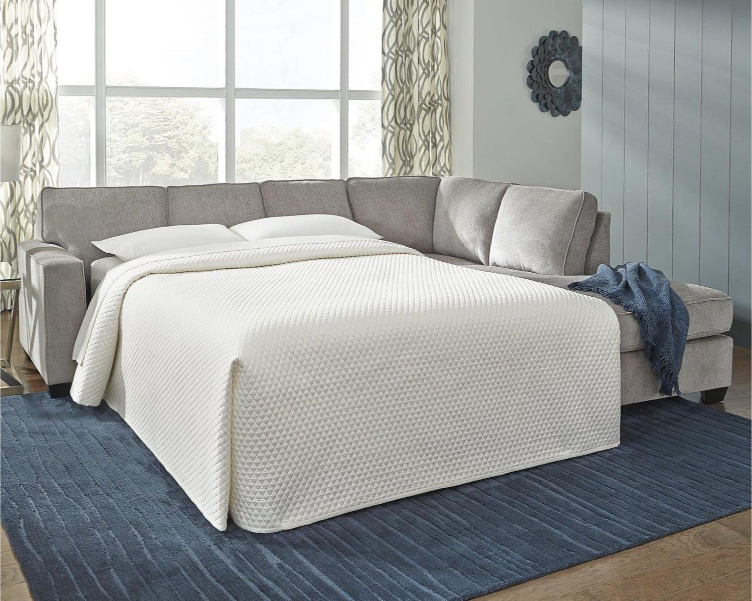 Altari 2-Piece RAF Sleeper Sectional With Chaise In Alloy 87214S3