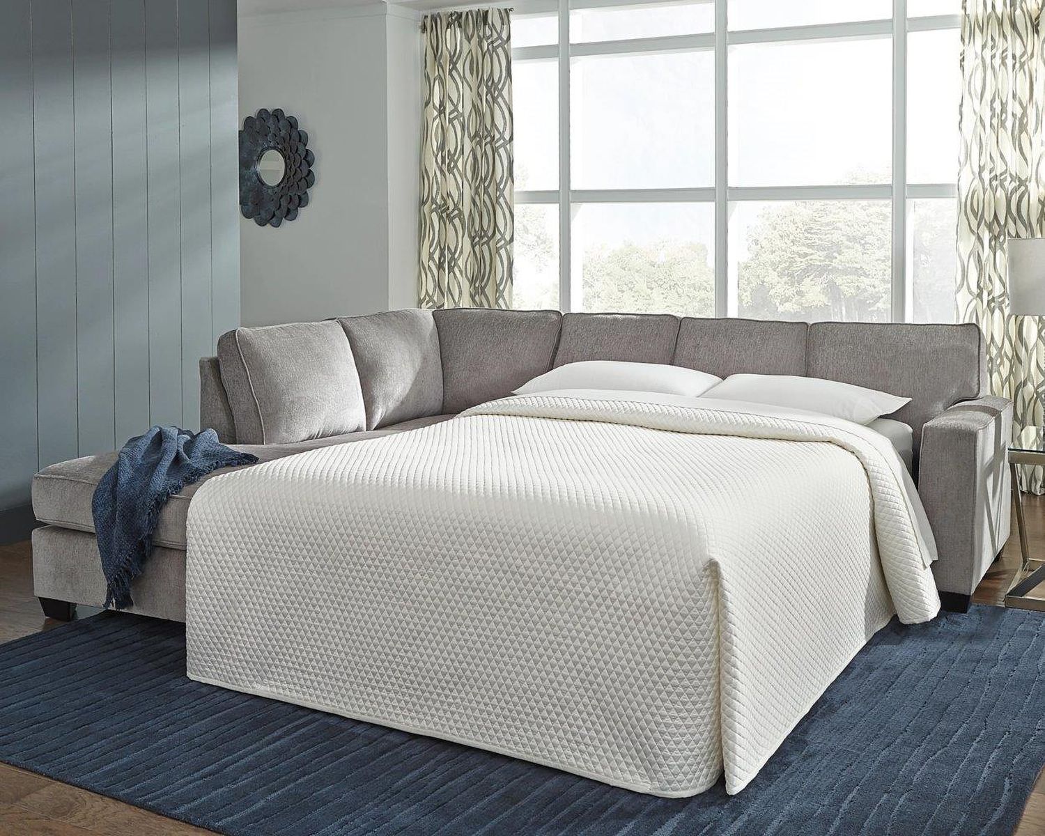Altari 2-Piece LAF Sleeper Sectional With Chaise In Alloy 87214S4