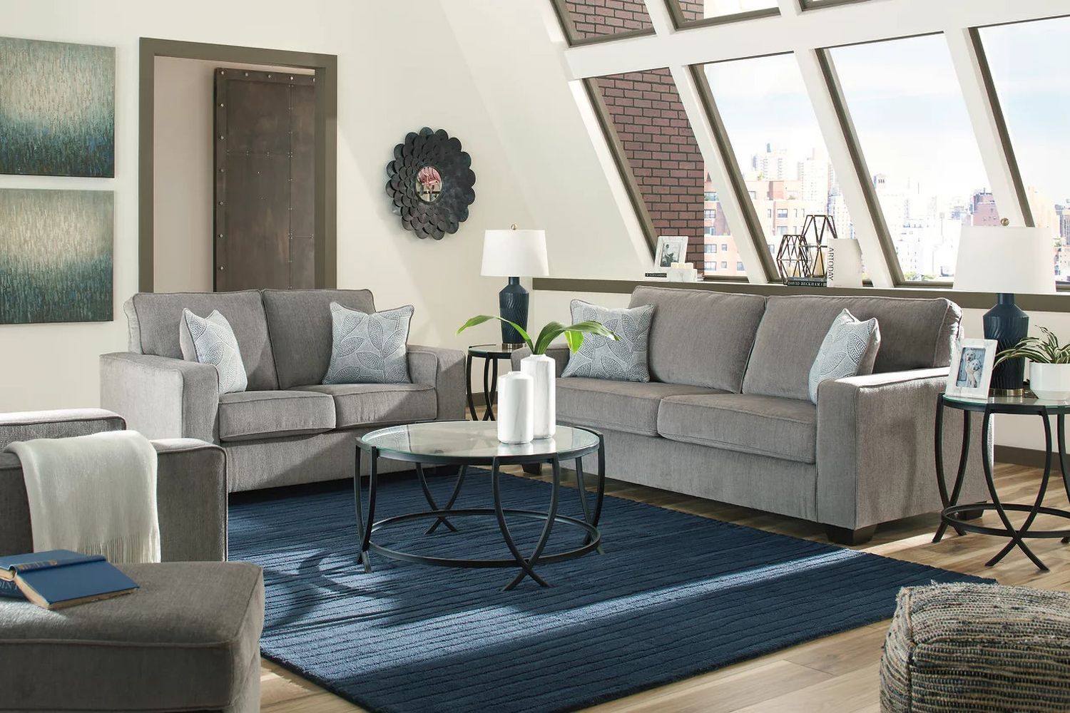 Altari Living Room Set In Alloy 87214U1