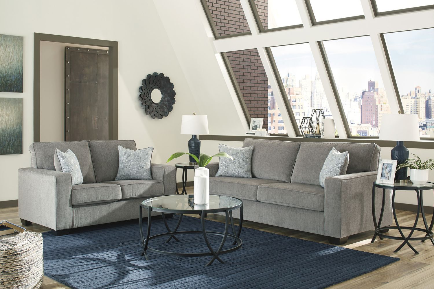 Altari Living Room Set In Alloy 87214U1
