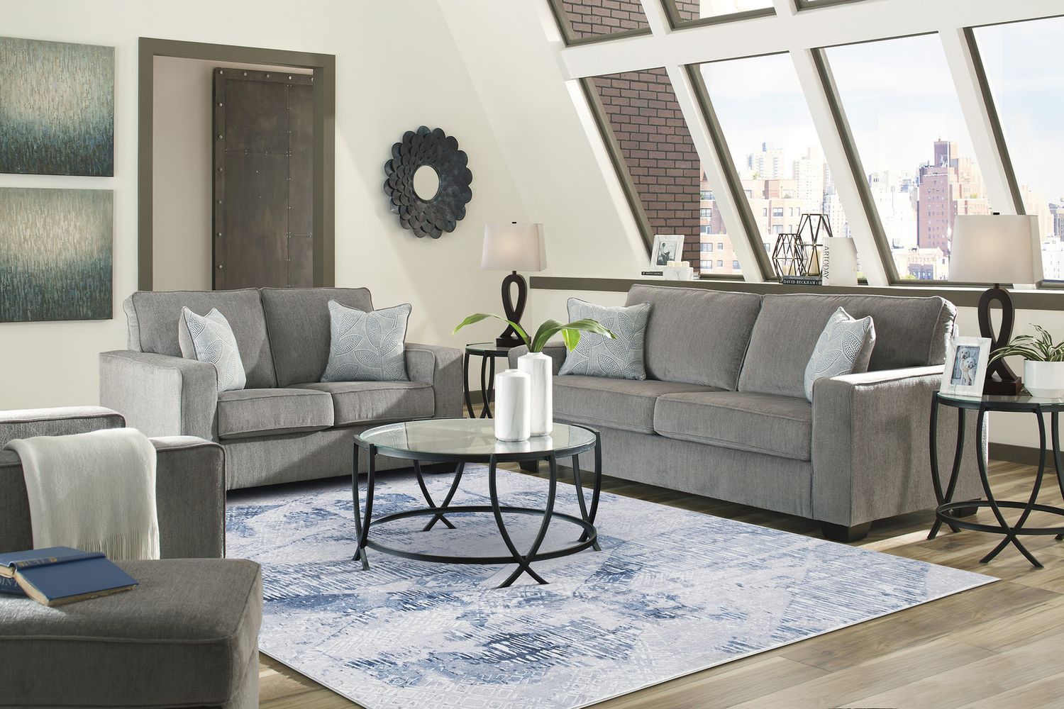 Altari Living Room Set In Alloy 87214U1