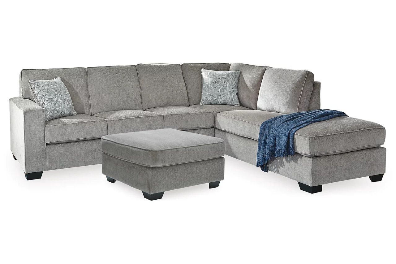 Altari 2-Piece Sectional with Chaise and Oversized Ottoman In Alloy 87214U11