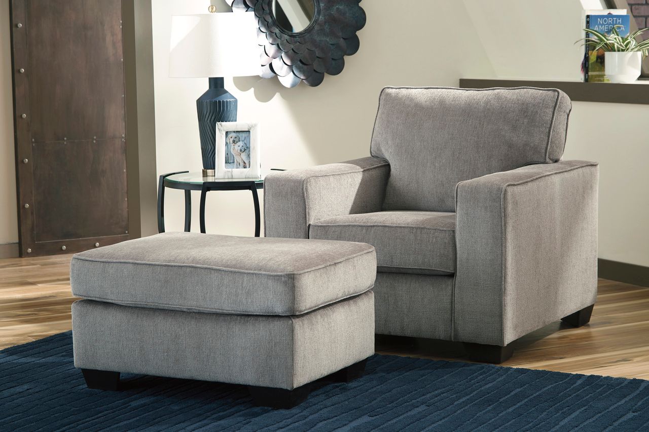 Altari 2-Piece Sectional with Chaise and Oversized Ottoman In Alloy 87214U11