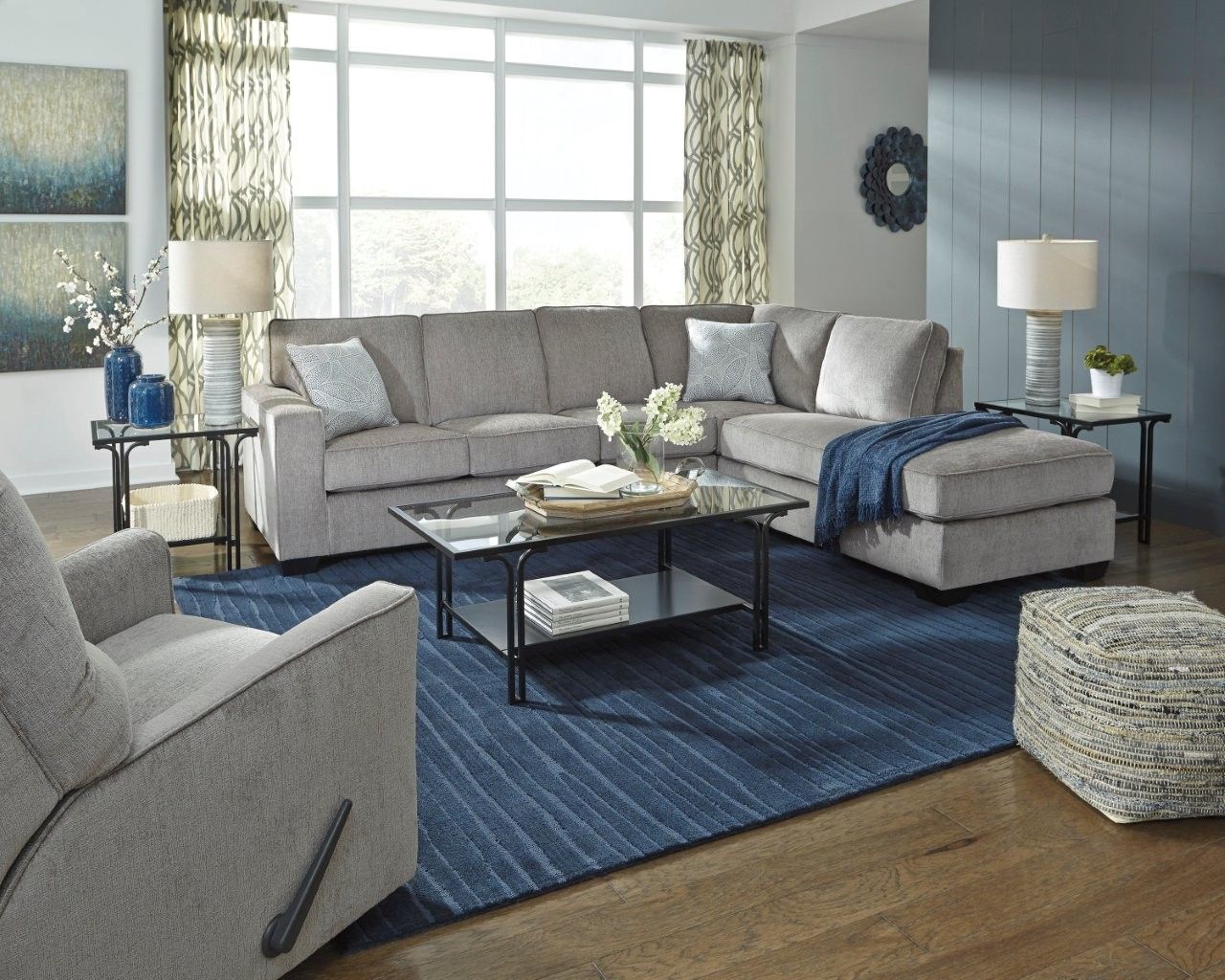 Altari 2-Piece Sleeper Sectional and Ottoman In Alloy 87214U12