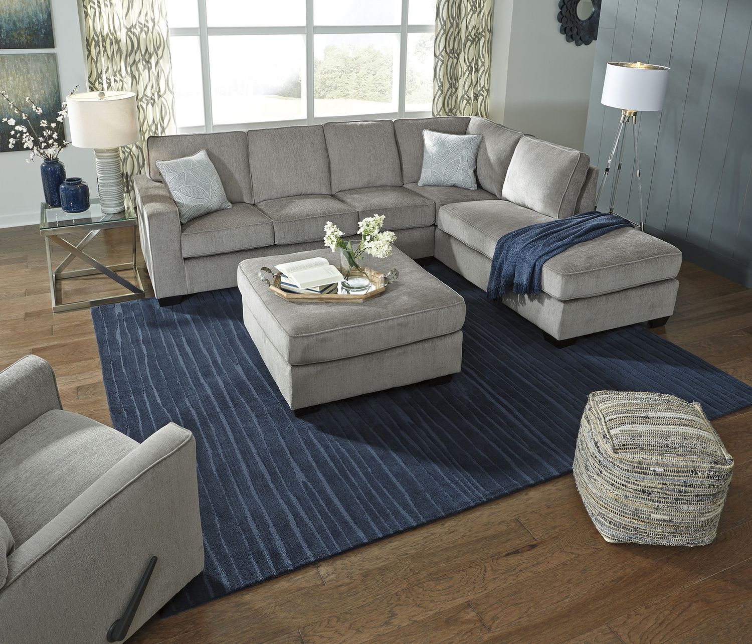 Altari 2-Piece RAF Sectional with Ottoman In Alloy 87214U2