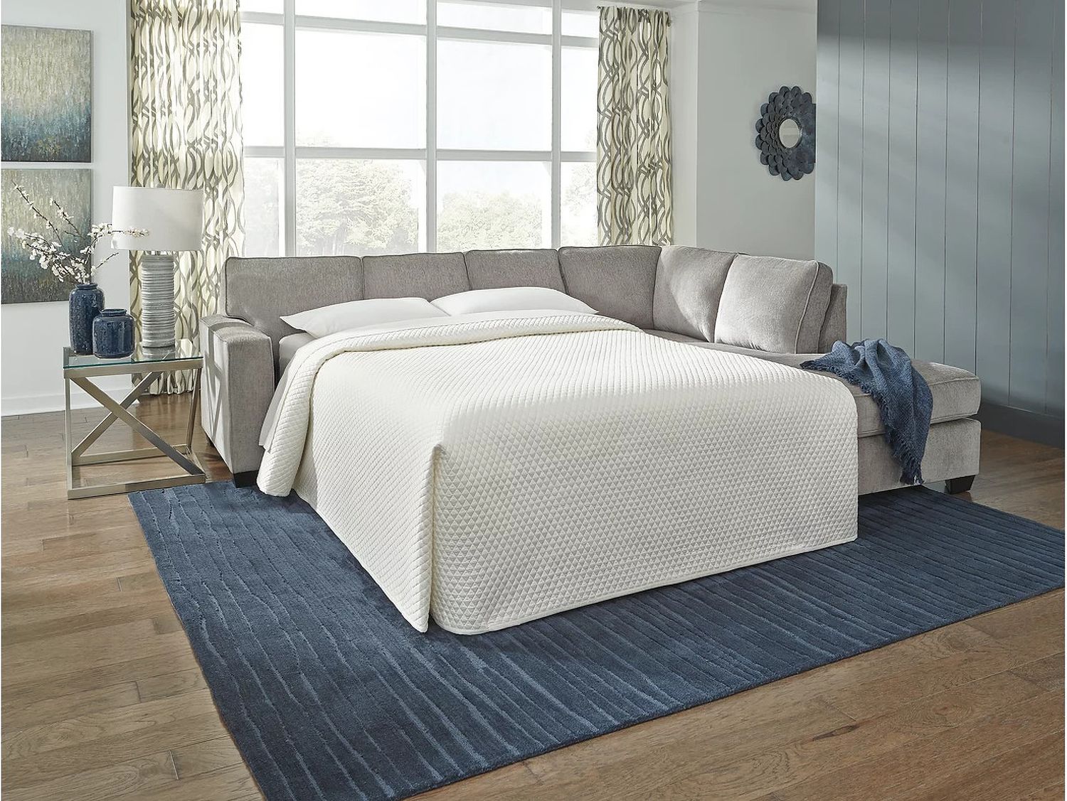 Altari 2-Piece Sleeper Sectional and Ottoman In Alloy 87214U8