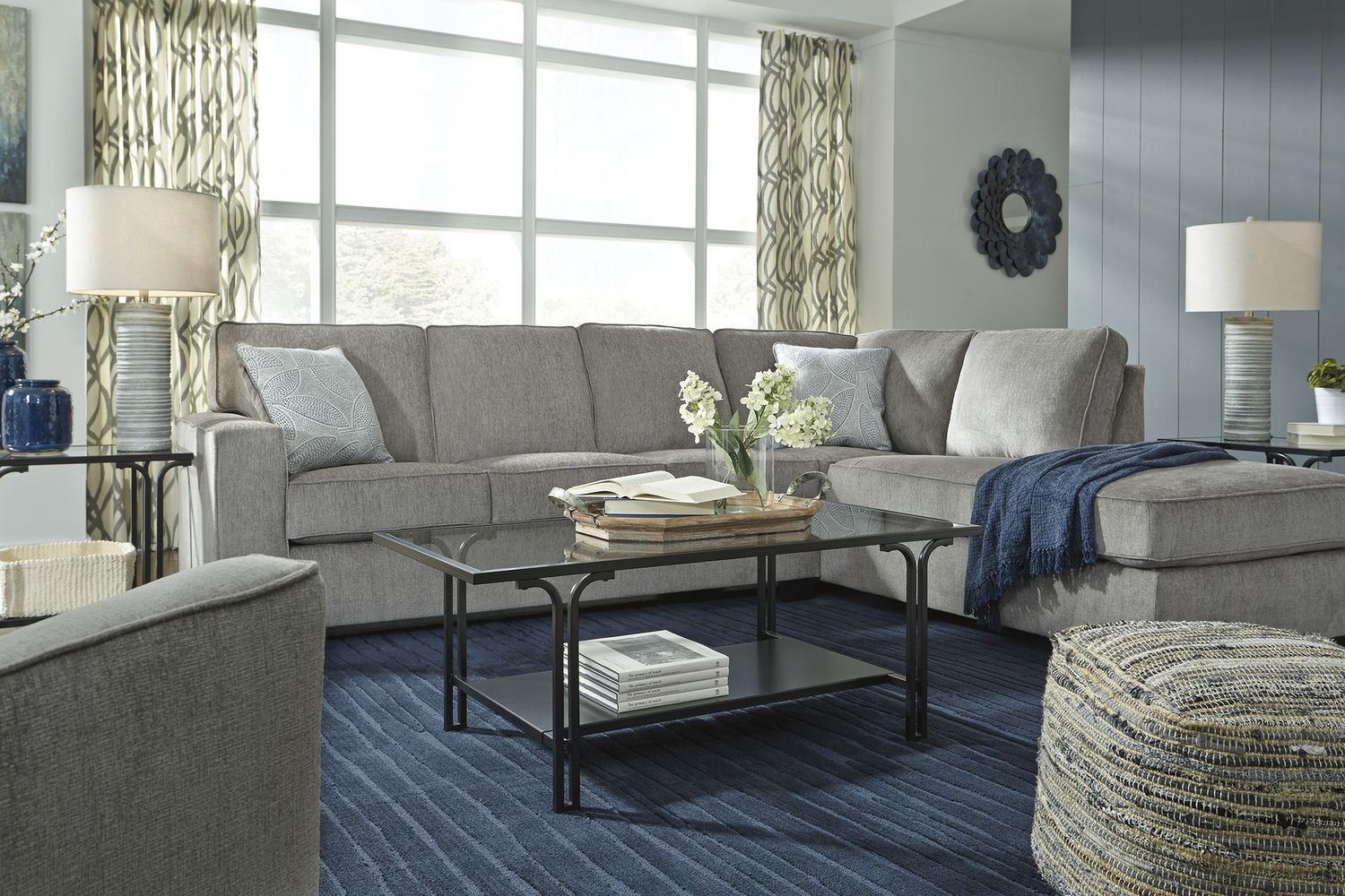 Altari 2-Piece Sleeper Sectional and Ottoman In Alloy 87214U8