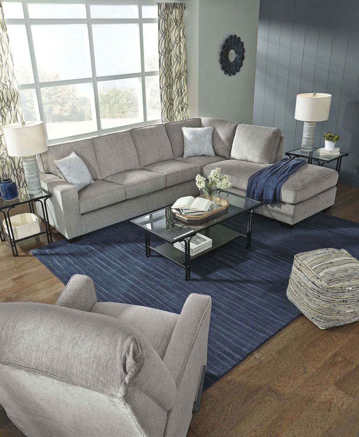 Altari 2-Piece Sleeper Sectional and Ottoman In Alloy 87214U8