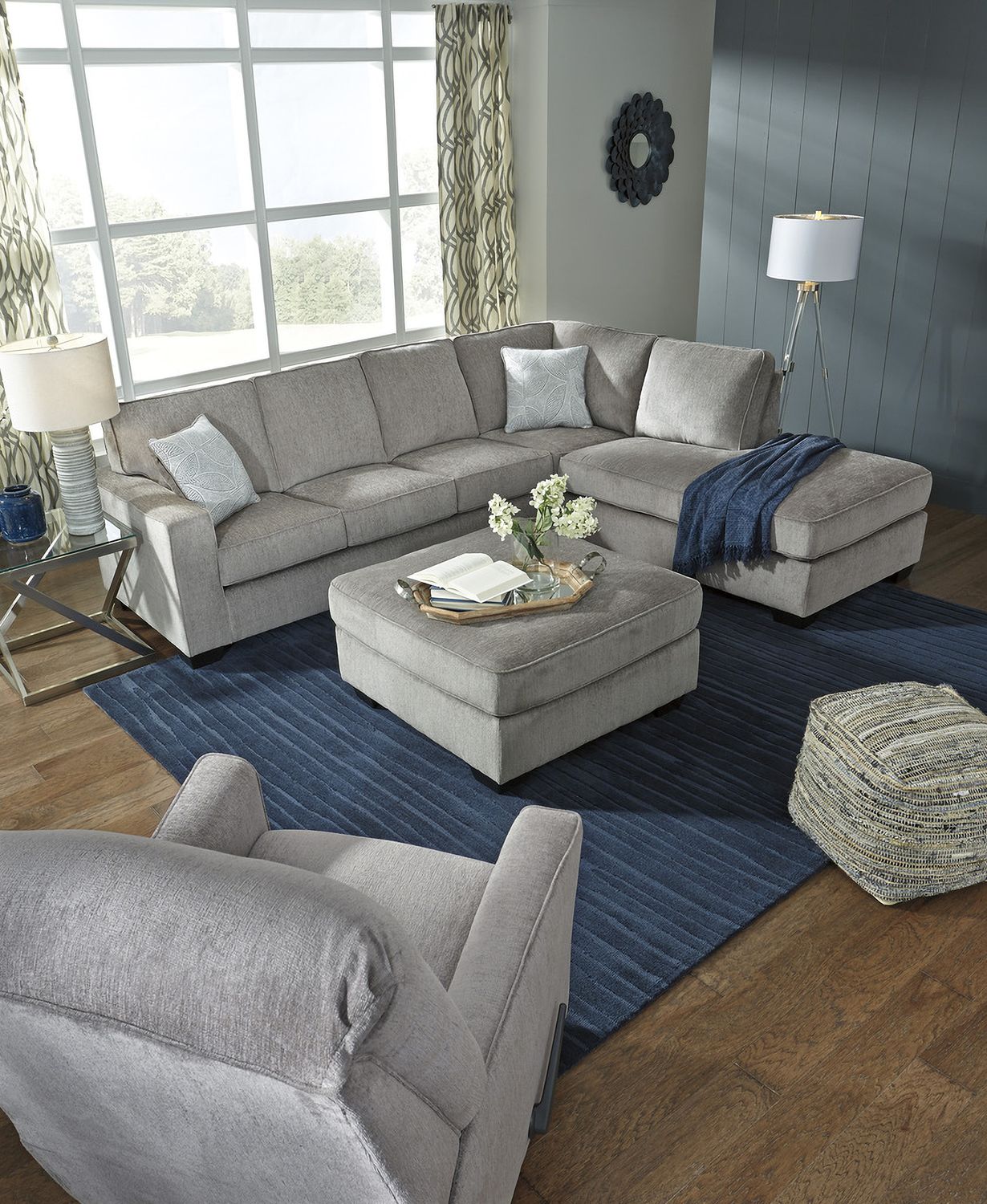 Altari 2-Piece Sleeper Sectional and Ottoman In Alloy 87214U8