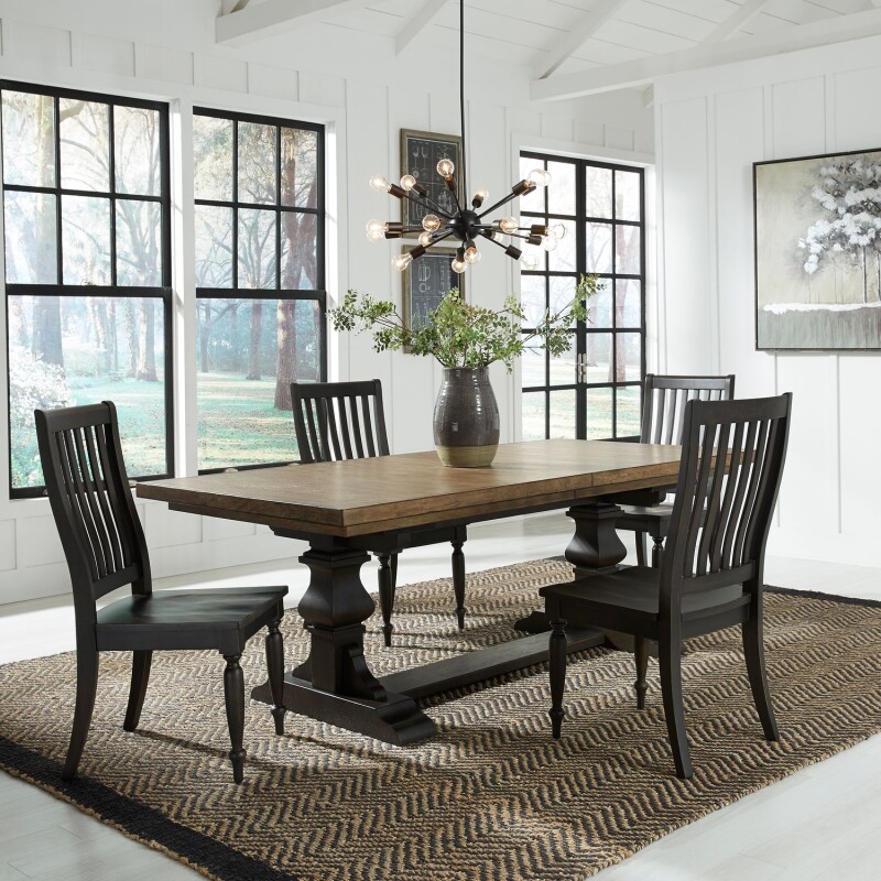Harvest Home 5 Piece Trestle Table Set 879DR5TRS