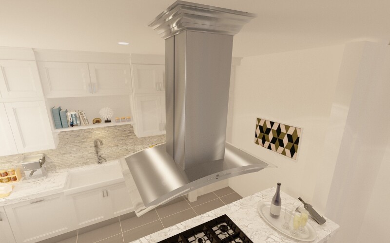 Convertible Vent Island Mount Range Hood & Glass (8GL14iS) - 30 Inch 8GL14IS30