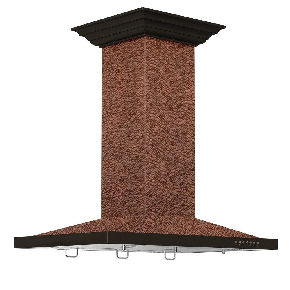 30 in. Designer Series Hand Hammered Copper Convertible Vent Island Mount Range Hood 8GL2HI30