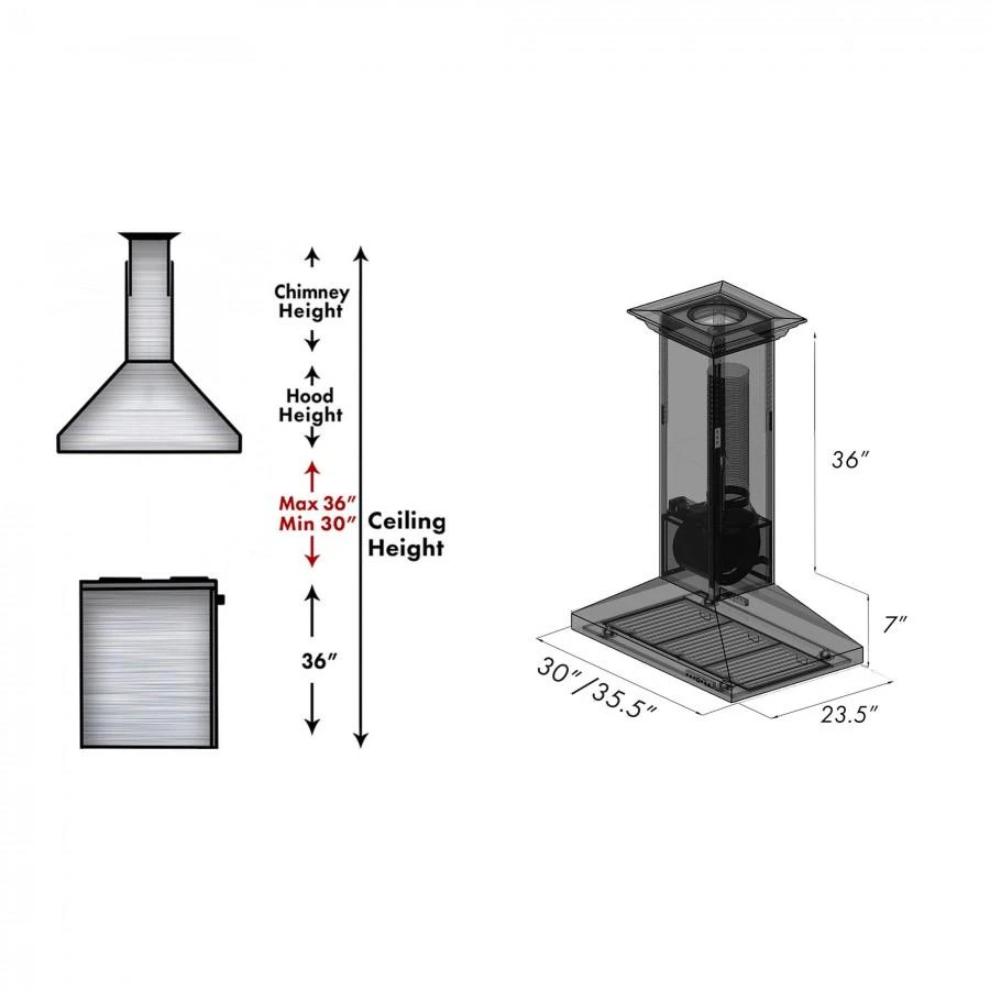 30 in. Designer Series Hand Hammered Copper Convertible Vent Island Mount Range Hood 8GL2HI30