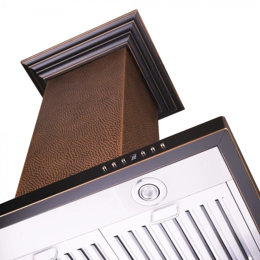 36 in. Designer Series Hand Hammered Copper Convertible Vent Island Mount Range Hood 8GL2HI36