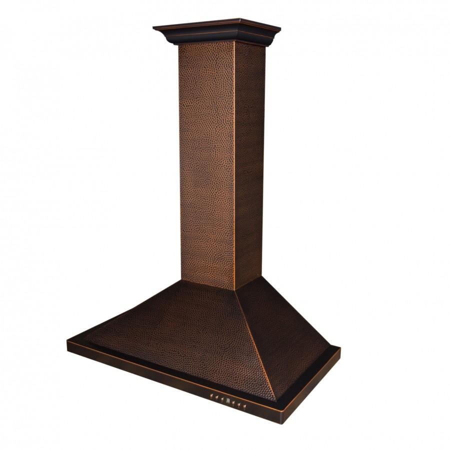 30 In. Designer Series Hand-hammered Copper Convertible Vent Wall Mount Range Hood 8KBH30