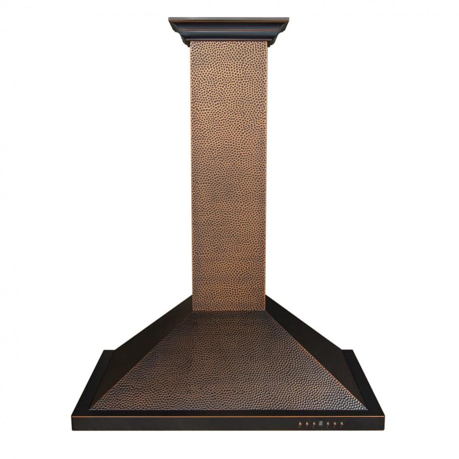 36 In. Designer Series Hand-hammered Copper Convertible Vent Wall Mount Range Hood 8KBH36