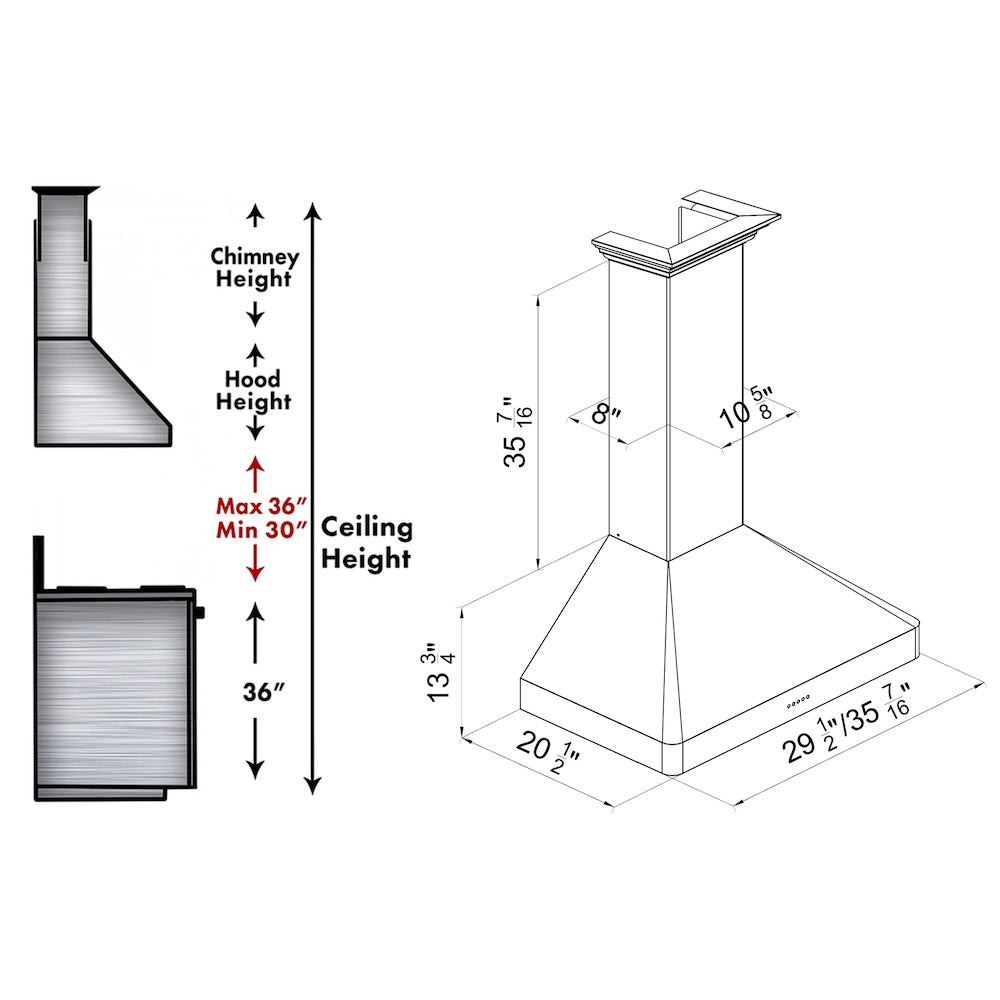 30 In. Ducted Wall Mount Range Hood In Satin Stainless Steel 8KF2S30