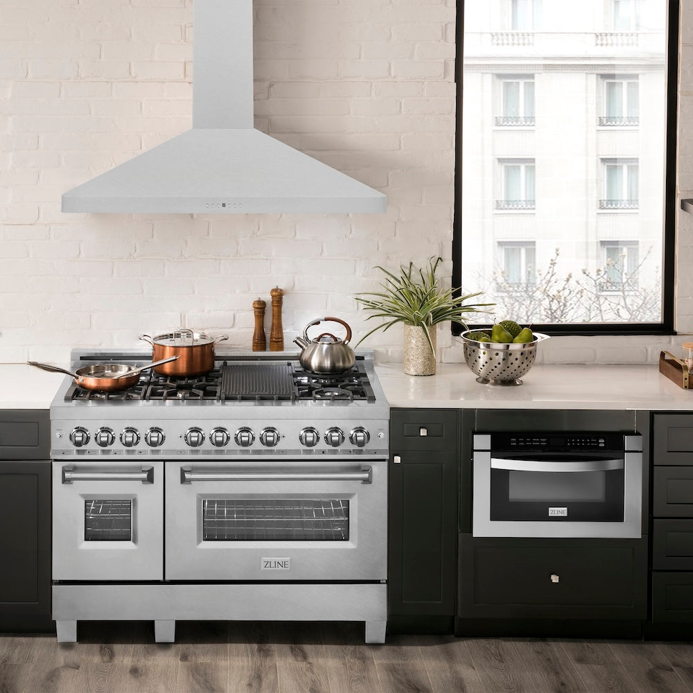 48 In. Ducted Wall Mount Range Hood In Satin Stainless Steel 8KF2S48