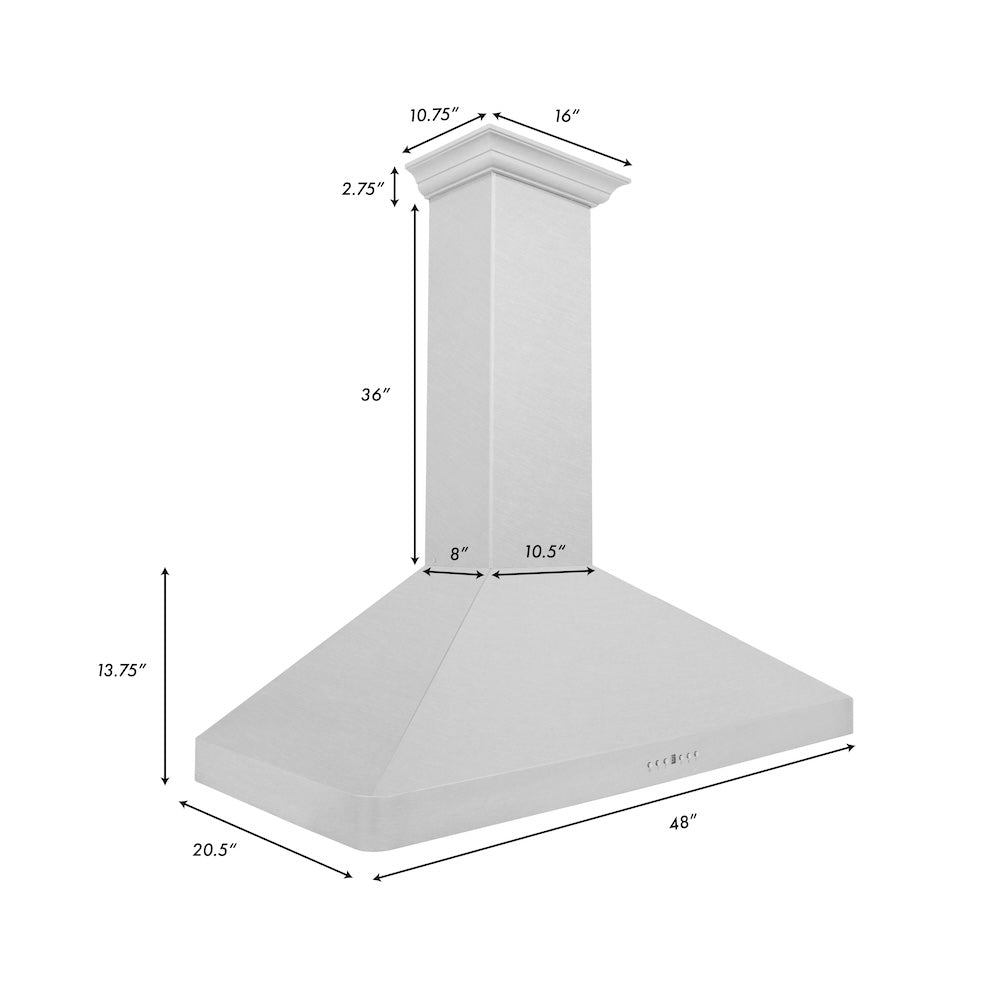 48 In. Ducted Wall Mount Range Hood In Satin Stainless Steel 8KF2S48