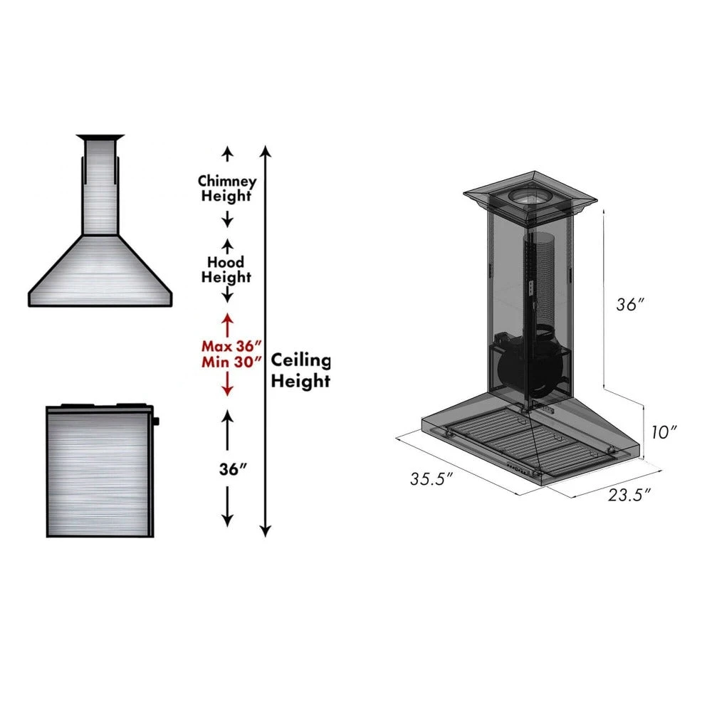 36 in. Designer Series Oil-Rubbed Bronze Island Mount Range Hood 8KL3IB36