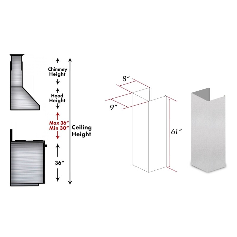 61" Chimney Extension for Ceilings up to 12.5 ft. 8KL3SE
