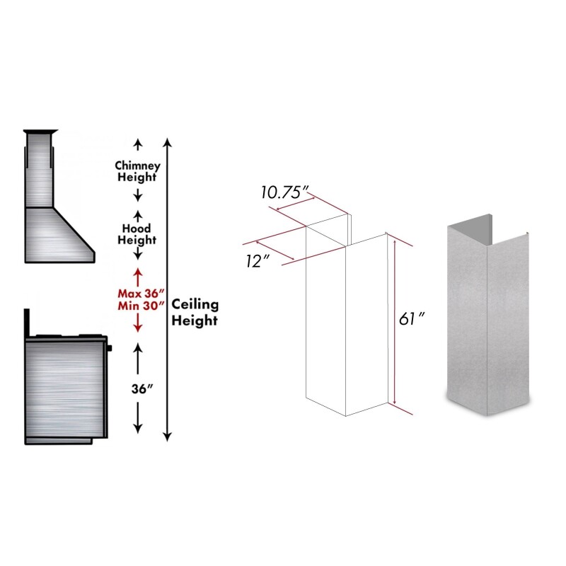 61" DuraSnow Chimney Extension for Ceilings up to 12.5 ft. 8KL3ISE