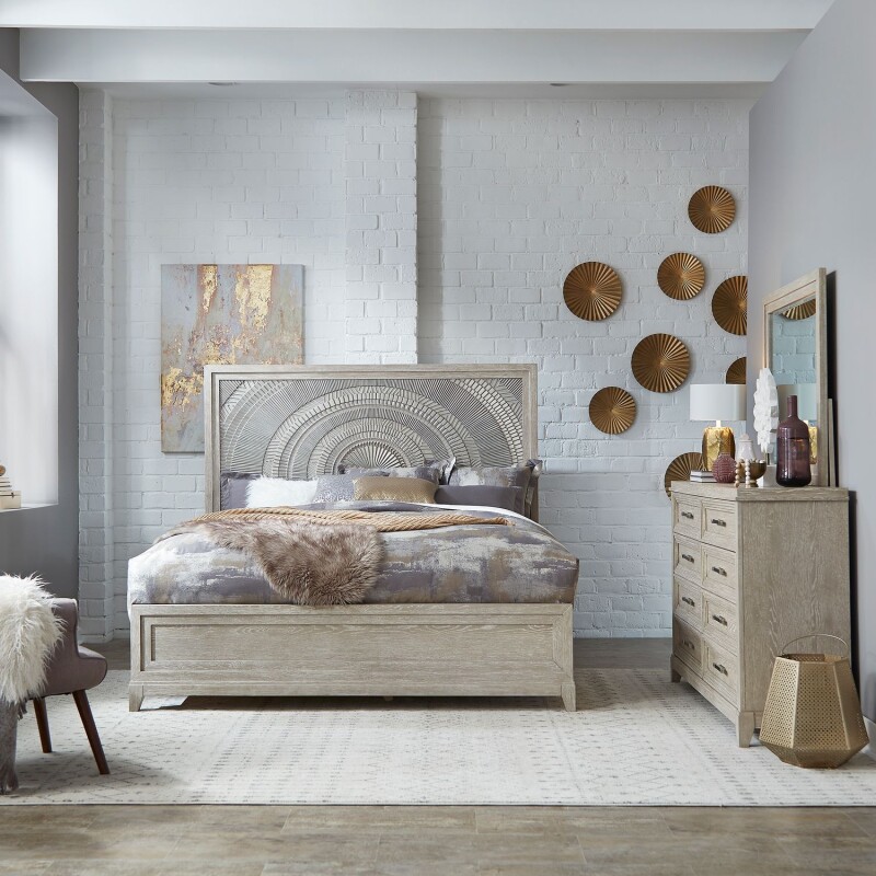 Belmar King Panel Bed, Dresser & Mirror 902BRKPBDM