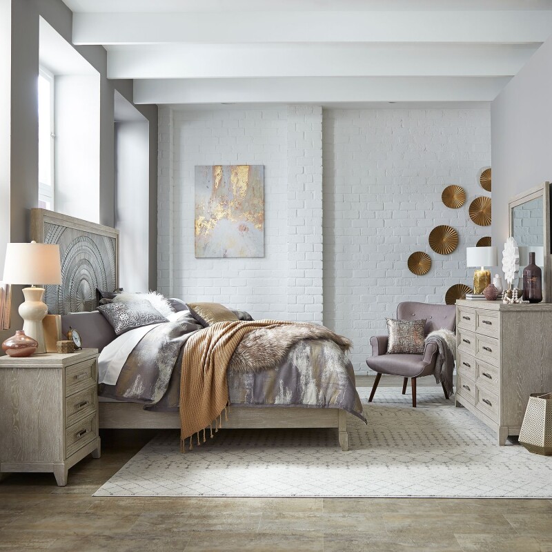 Belmar King Panel Bed, Dresser & Mirror, Night Stand 902BRKPBDMN