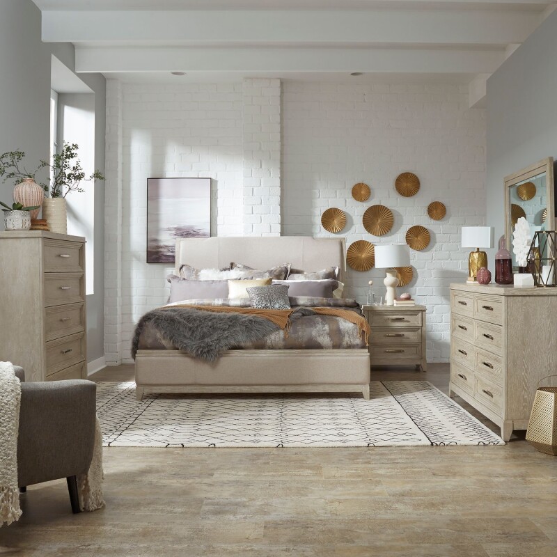 Belmar King Uph Bed, Dresser & Mirror, Chest, Night Stand 902BRKUBDMCN