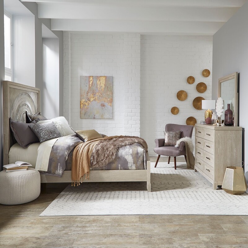 Belmar Queen Panel Bed, Dresser & Mirror 902BRQPBDM