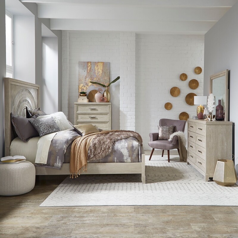 Belmar Queen Panel Bed, Dresser & Mirror, Chest 902BRQPBDMC