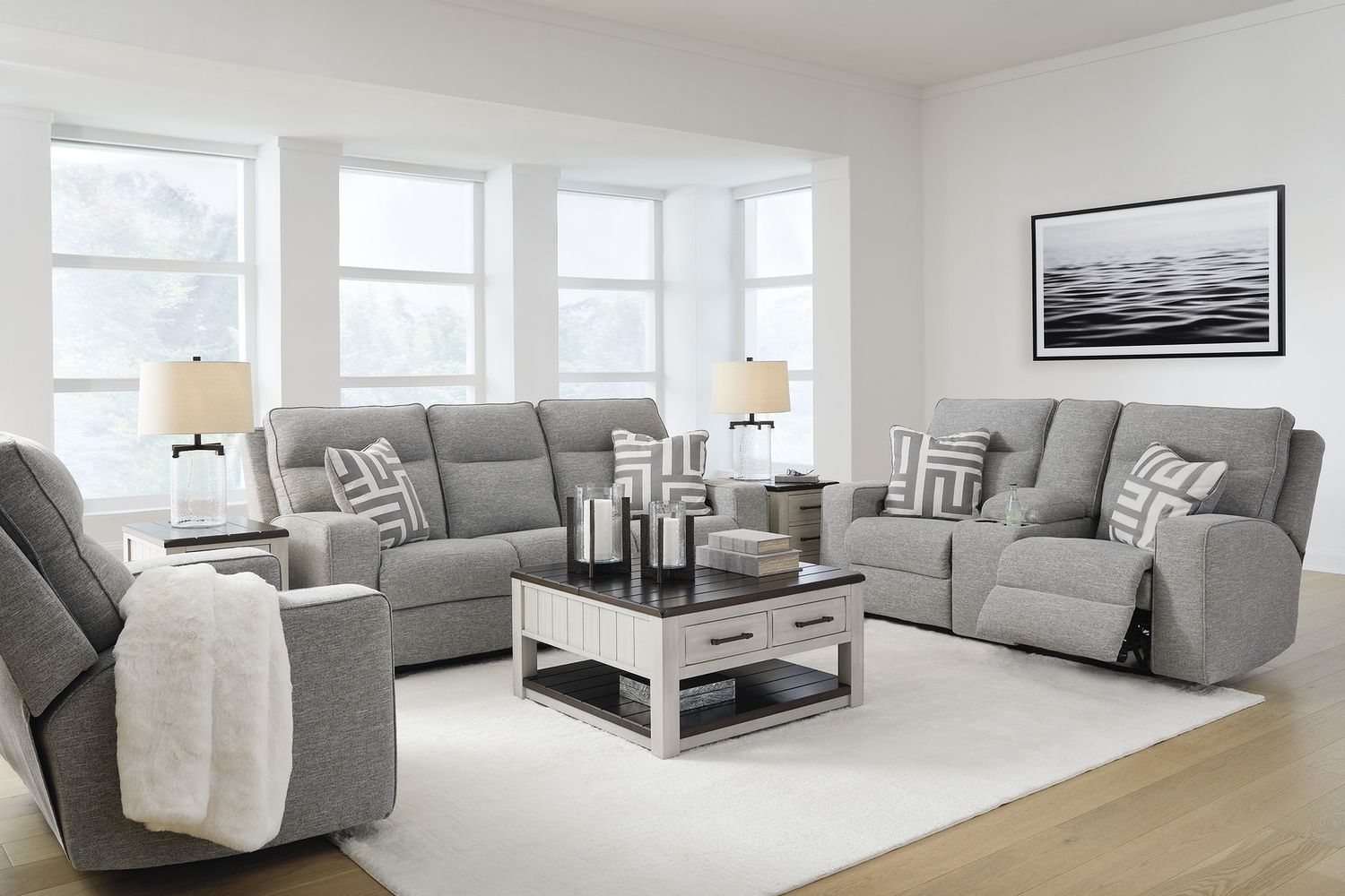 Biscoe Pewter Power Recliner 9050313