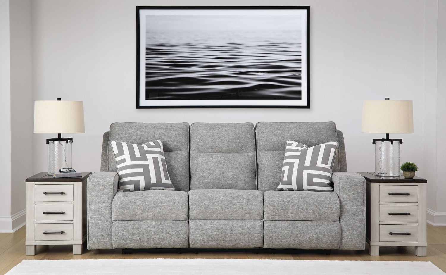 Biscoe Pewter Power Reclining Sofa 9050315