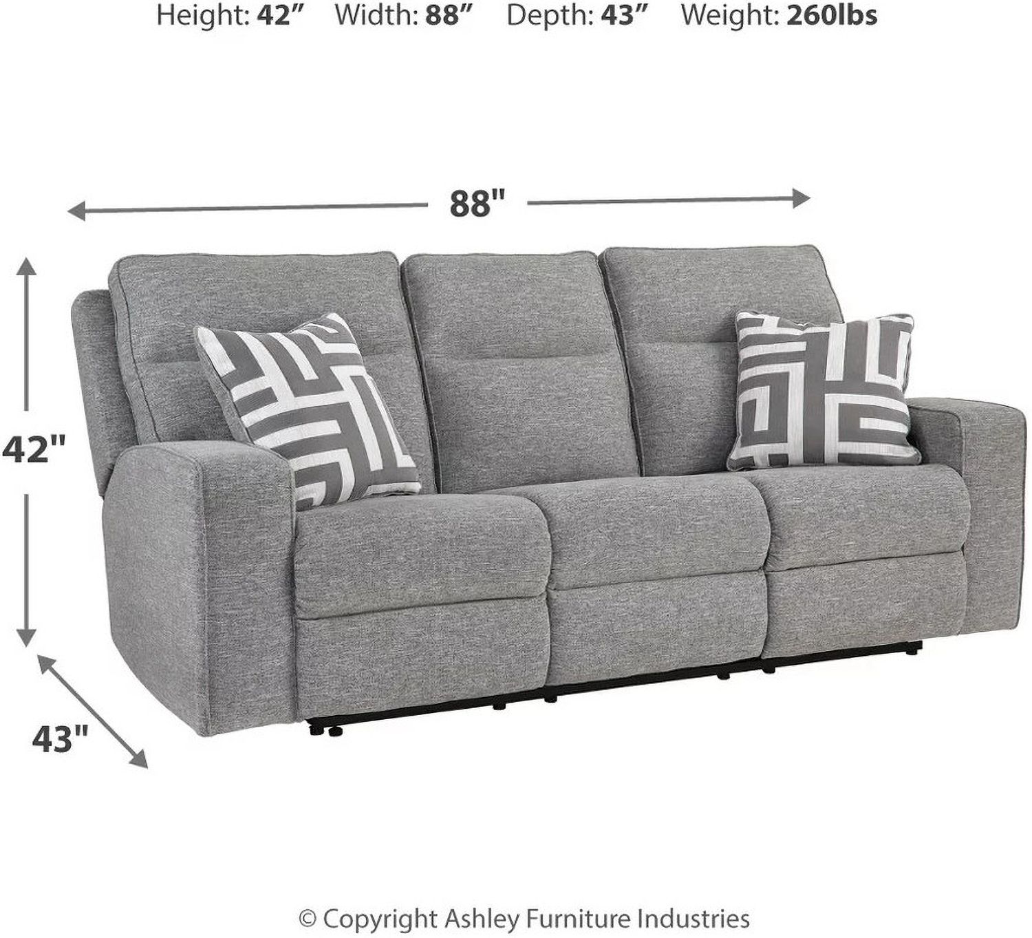 Biscoe Pewter Power Reclining Sofa 9050315