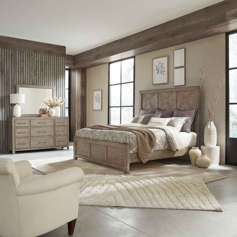 Skyview Lodge King Panel Bed, Dresser & Mirror 906BRKPBDM