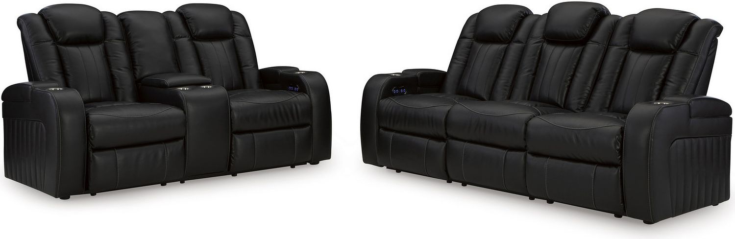 Caveman Den Power Reclining Loveseat With Console In Midnight 9070318