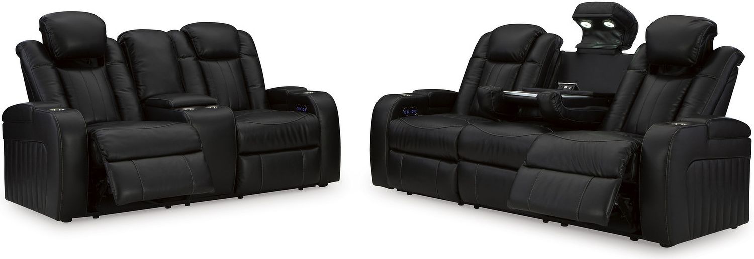 Caveman Den Power Reclining Loveseat With Console In Midnight 9070318
