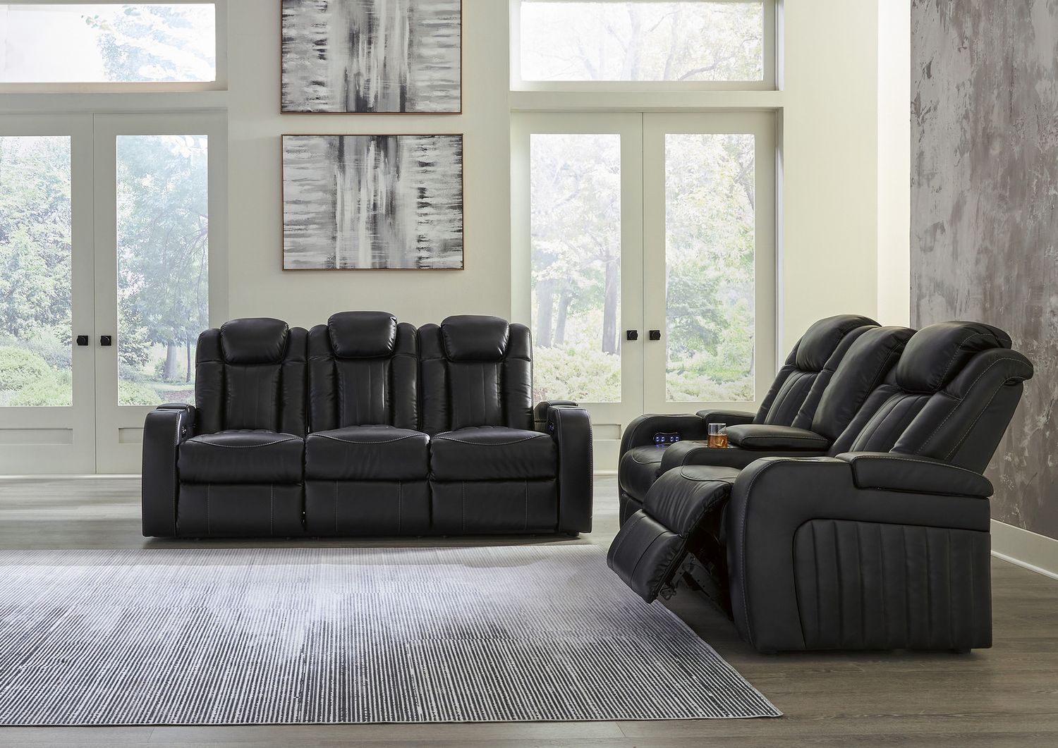 Caveman Den Power Reclining Loveseat With Console In Midnight 9070318