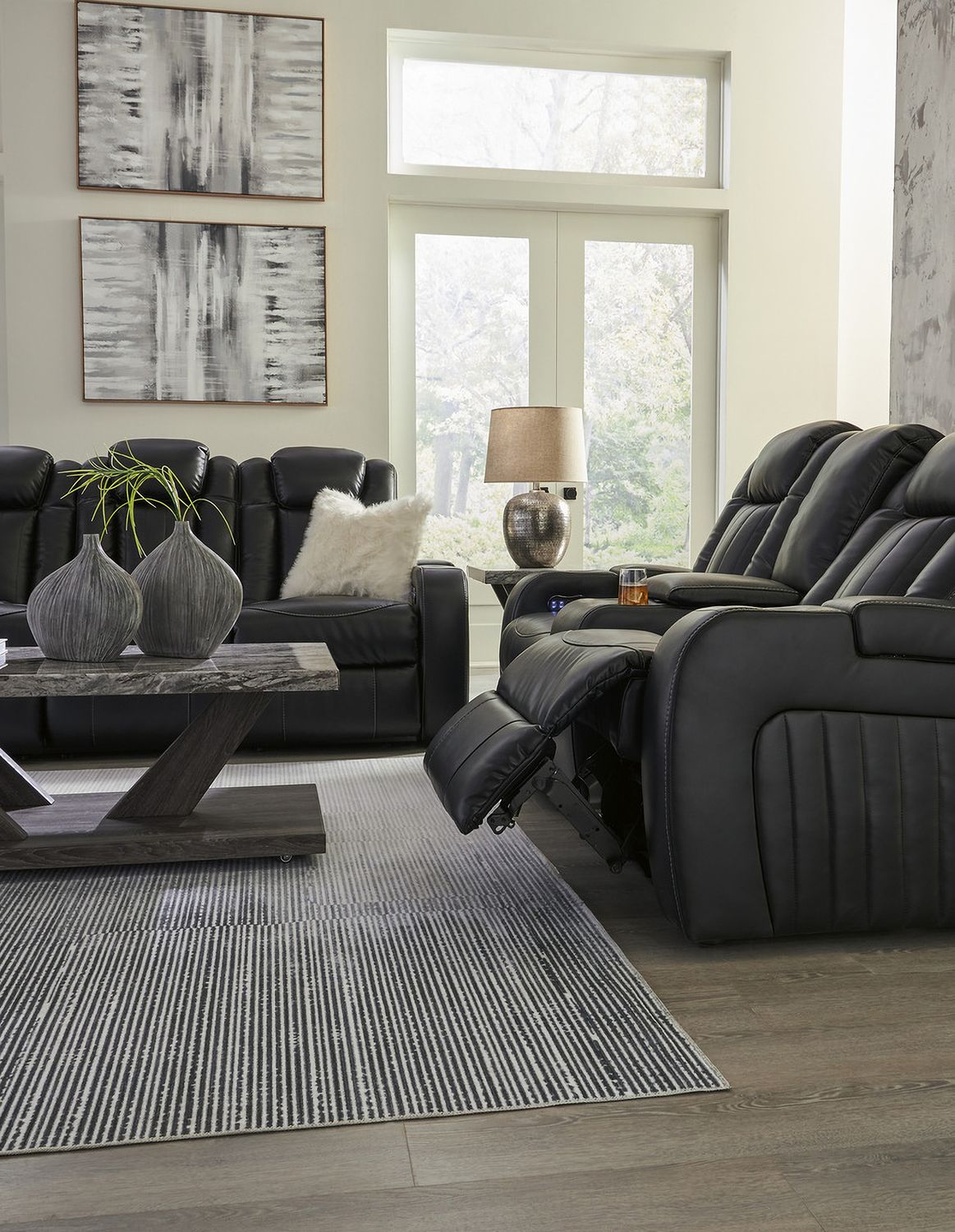 Caveman Den Power Reclining Loveseat With Console In Midnight 9070318