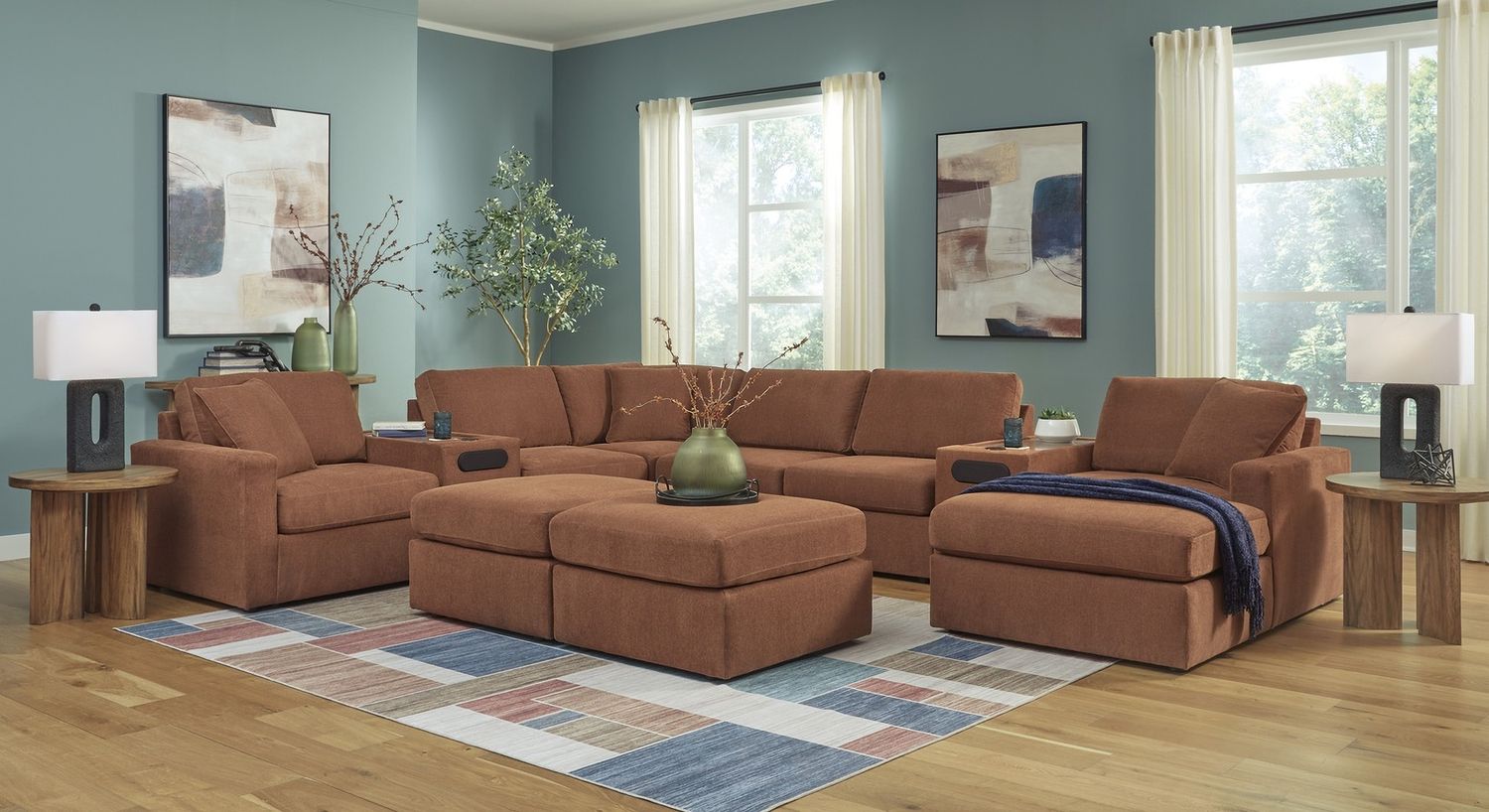 Modmax Oversized Accent Ottoman In Spice 9210208