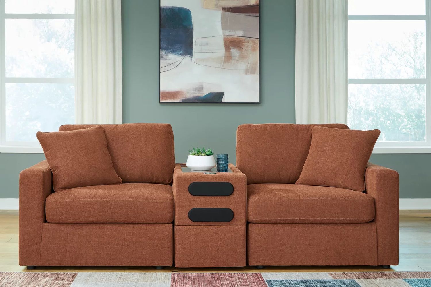 Modmax 3-Piece Sectional Loveseat With Audio System In Spice 92102S13