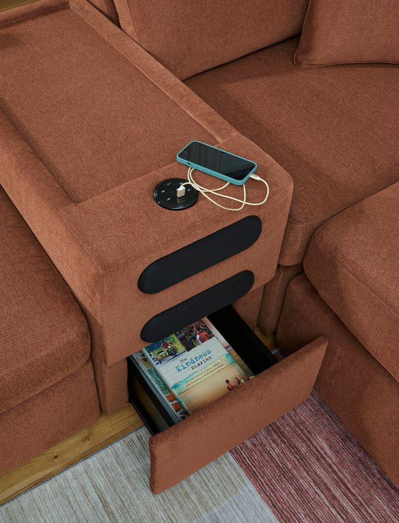 Modmax 3-Piece Sectional Loveseat With Audio System In Spice 92102S13
