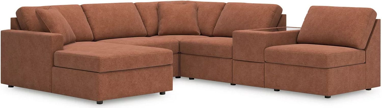 Modmax 6-Piece LAF Sectional with Storage Console In Spice 92102S21
