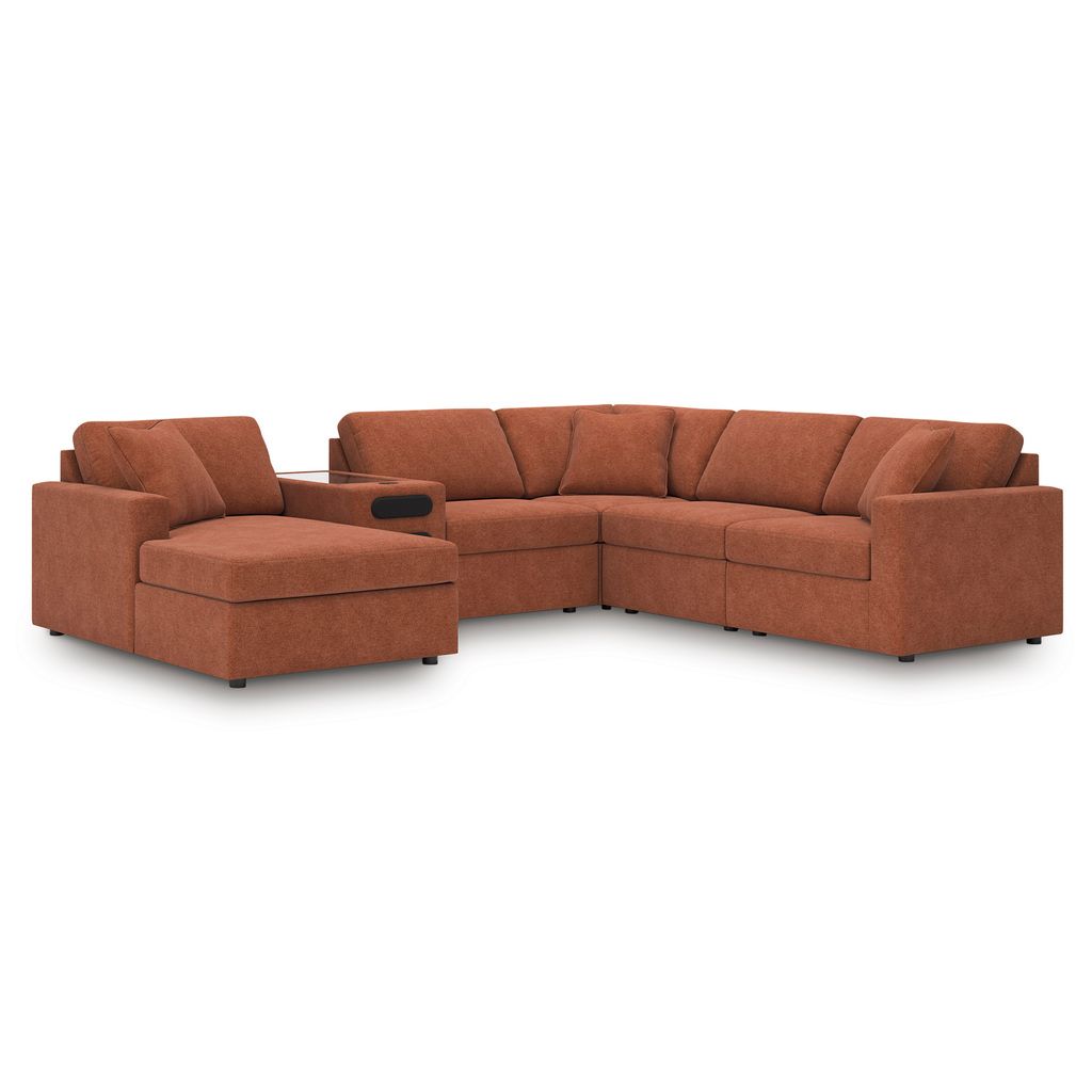 Modmax 6-Piece LAF Sectional with Audio Console In Spice 92102S24