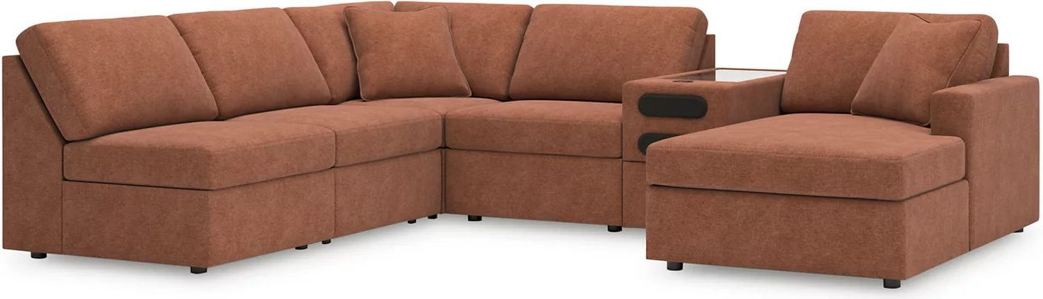 Modmax 6-Piece RAF Sectional with Audio Console In Spice 92102S25