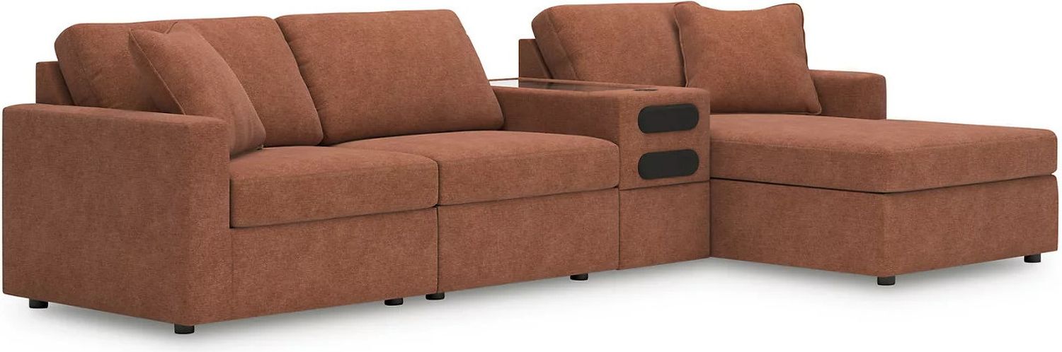 Modmax 4-Piece RAF Sectional with Audio Console In Spice 92102S37