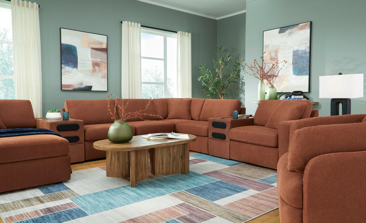 Modmax 4-Piece RAF Sectional with Audio Console In Spice 92102S37