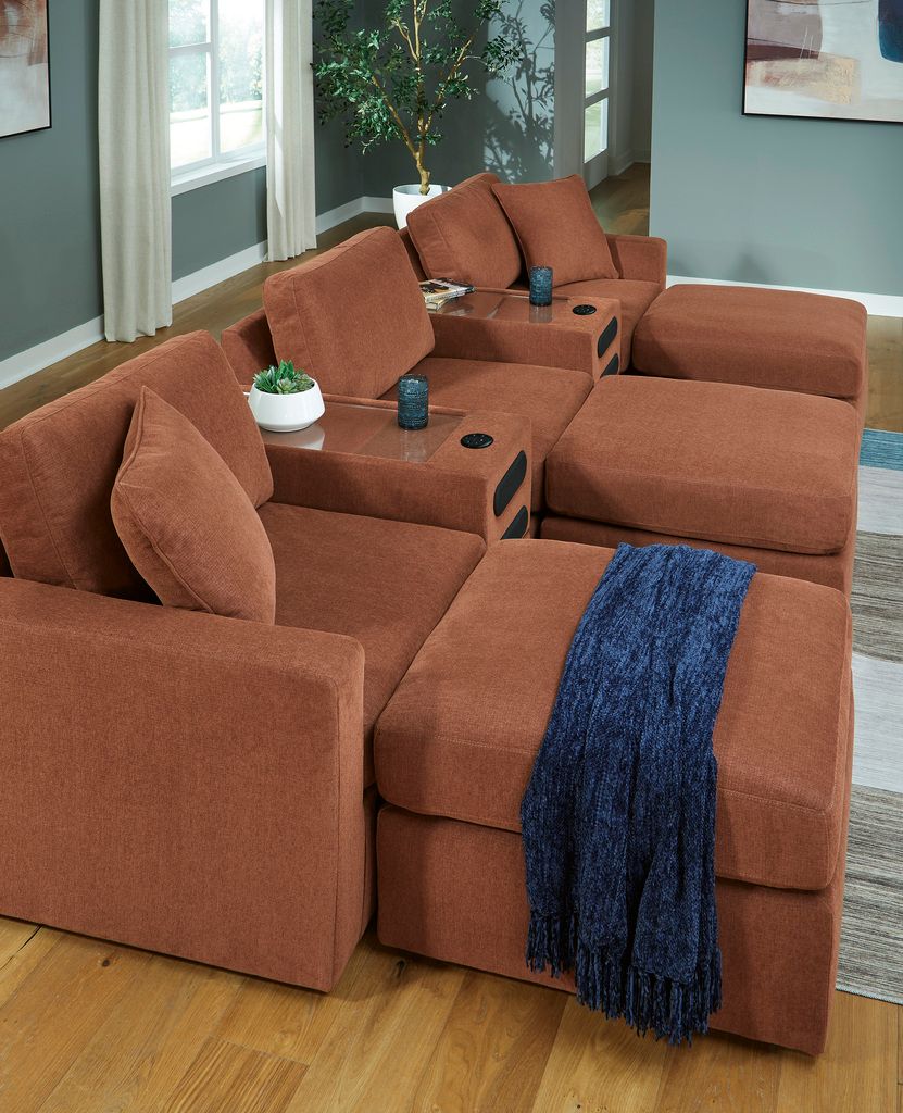 Modmax 4-Piece RAF Sectional with Audio Console In Spice 92102S37